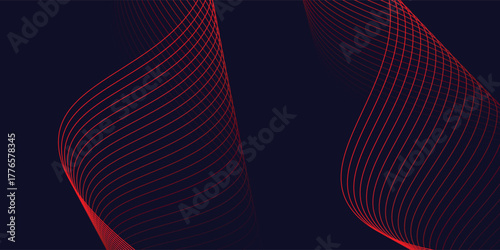 Abstract red wave line pattern on dark blue background. Futuristic technology concept. vector illustration eps10