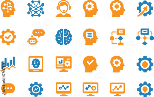 Artificial intelligence and automation icons represent solutions for complex problem solving in modern business technology and digital transformation concept