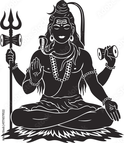 lord shiva Hindu god character vector illustration