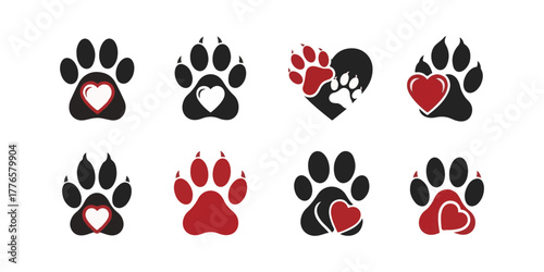 Vector icon of a paw print, an illustration that could be either a dog's or a cat's pawprint, represented as an animal silhouette