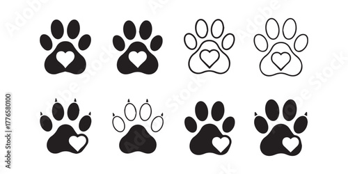Vector icon of a paw print, an illustration that could be either a dog's or a cat's pawprint, represented as an animal silhouette