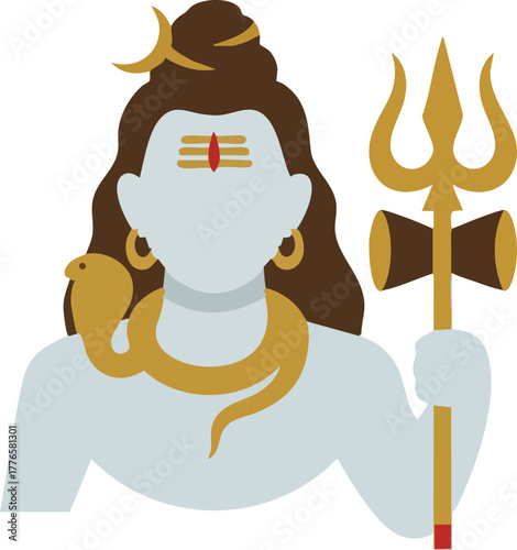 lord shiva Hindu god character vector illustration