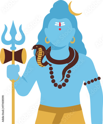 lord shiva Hindu god character vector illustration
