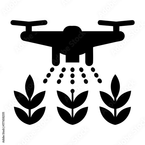 Drone spraying crops in agriculture silhouette
