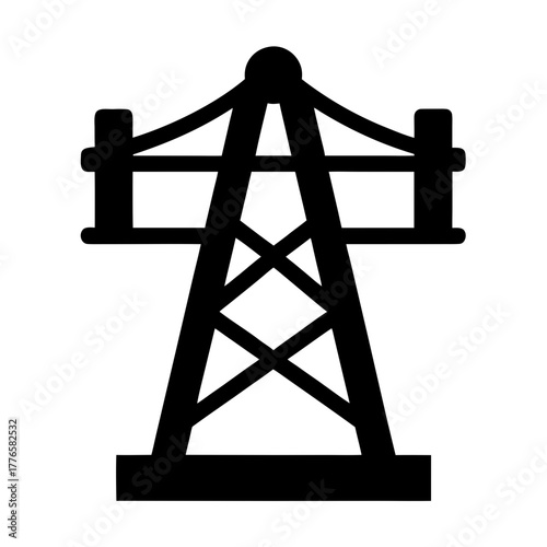 Black silhouette of an electricity pylon silhouette