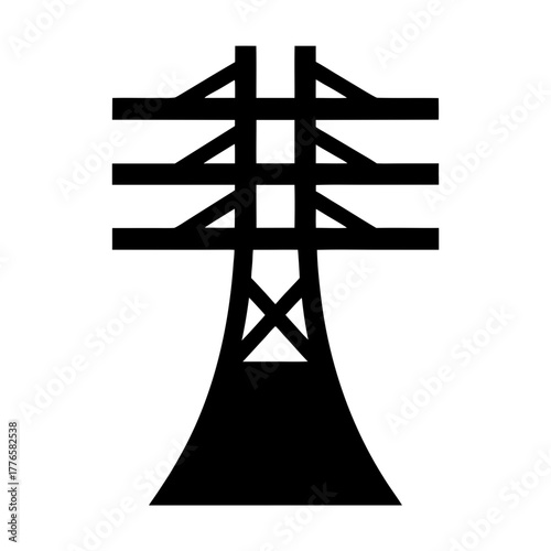 Black silhouette of a tall electricity pylon