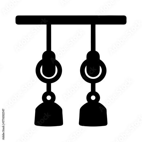 Gymnastic rings hanging from bar silhouette