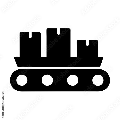 Conveyor belt with boxes silhouette