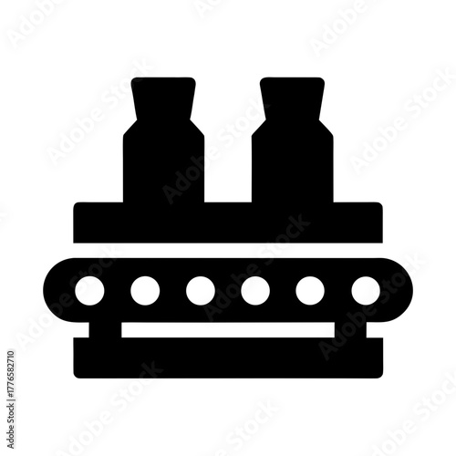 Industrial production line with bottles silhouette