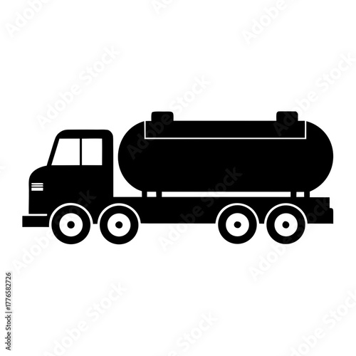 Black silhouette of a fuel tanker truck silhouette