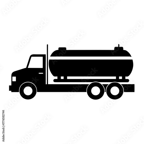 Black silhouette of a fuel tanker truck silhouette