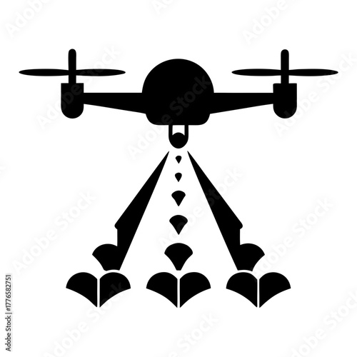 Agricultural drone spraying crops with pesticides silhouette