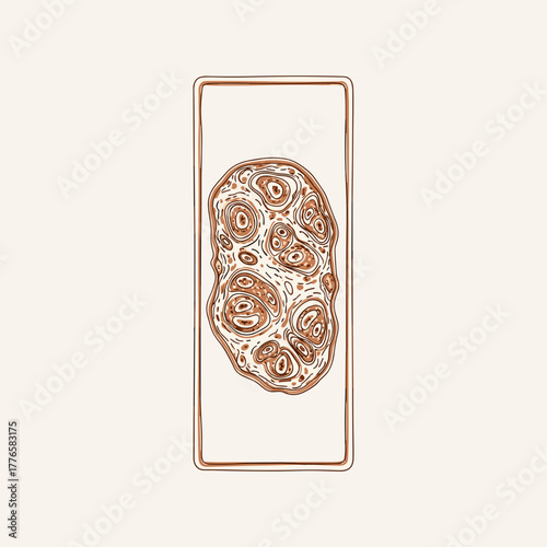 Minimalist histology slide line art. Vertical hand-drawn vector illustration of a microscopic cell specimen. Scientific biology concept