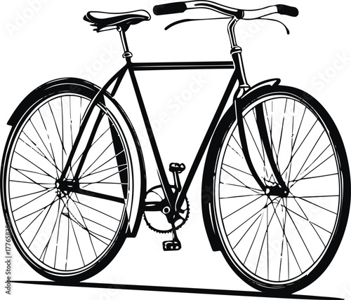 Bold line art of a vintage bicycle, minimal details