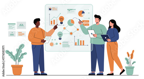 Team Analyzing Data and Presenting Business Strategy.