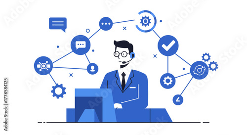 Vector Illustration of Customer Service Representative.