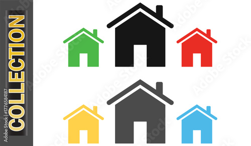 Colorful Home and House Icon Collection