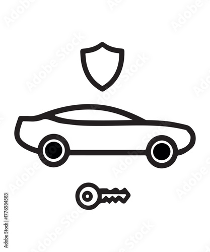 An outlined icon depicting car security
