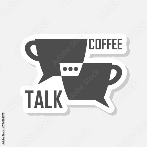Coffee talk logo sticker isolated on gray background