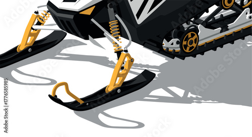 Modern snowmobile parts in dynamic flat style