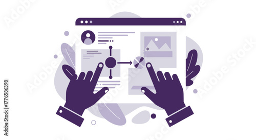 Hands Interacting with Website Interface Digital Concept.