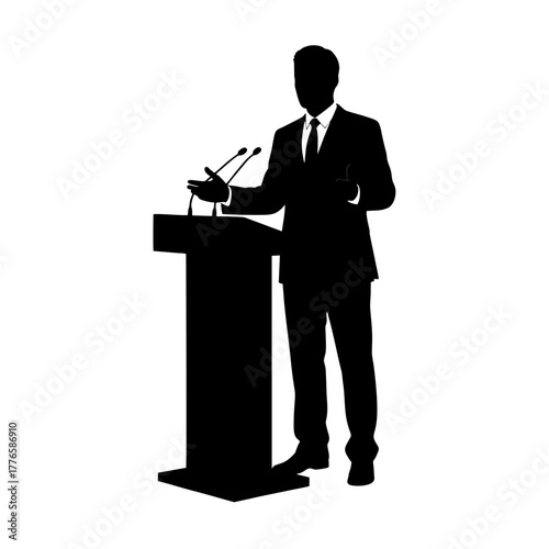 silhouette of a man giving a speech	