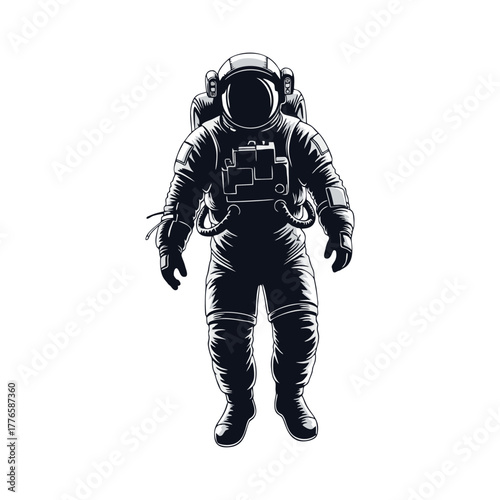 silhouette of an astronaut against a white background
