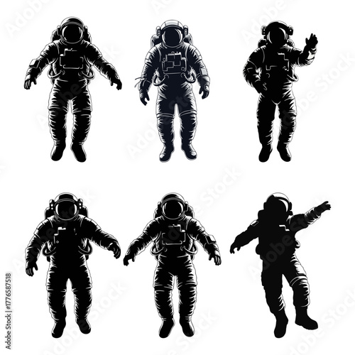 silhouette of an astronaut against a white background