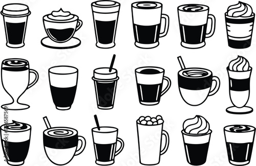 food,ice-cream and drink icons set