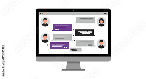 Modern Computer Monitor Displaying Online Chat Interface.