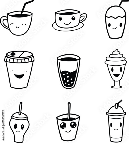 coffee cup icons set