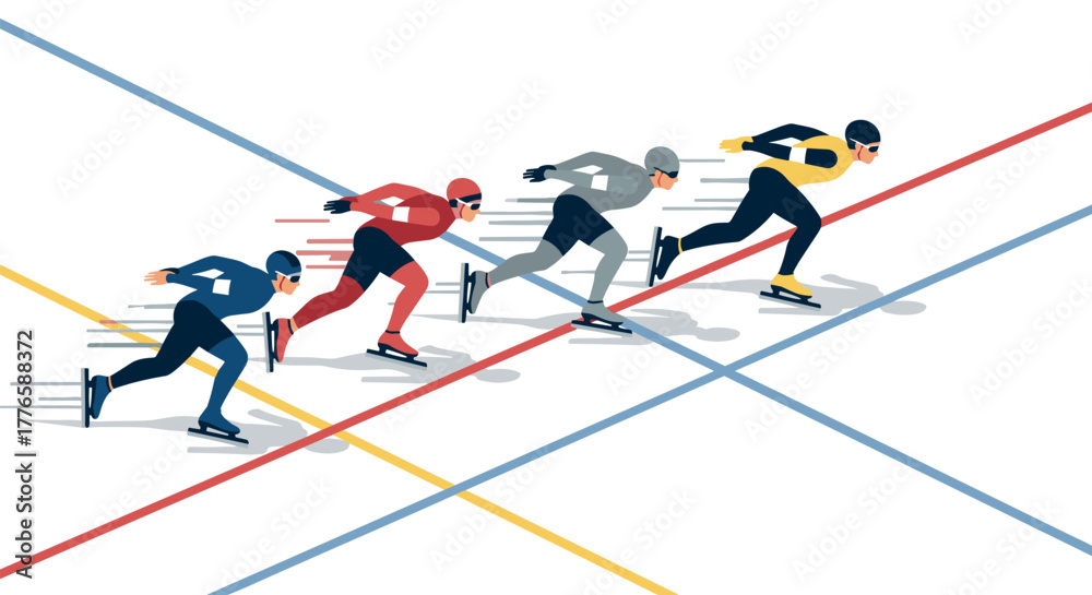 Obraz premium Isometric speed skating race athletes competing on ice