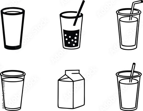 set of different drinks