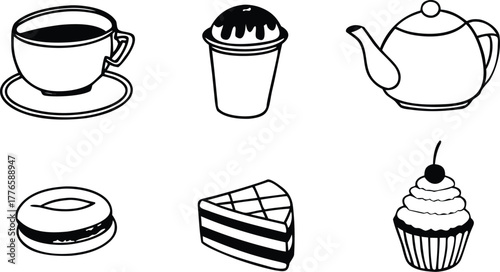 vector set of coffee and sweets