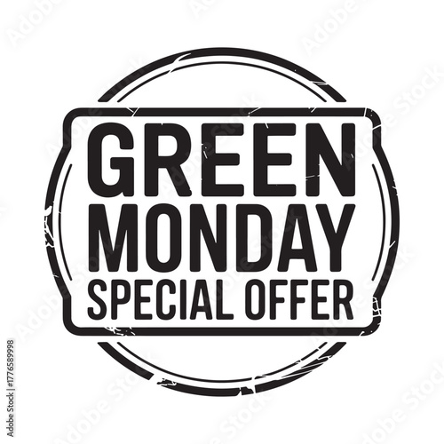 Green monday special offer stamp with grunge texture