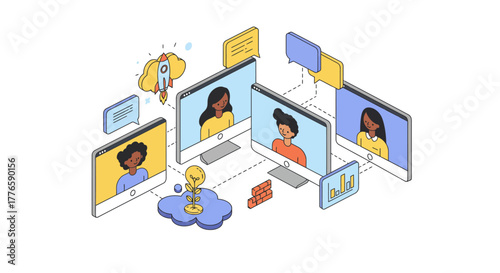 Online Meeting with Diverse Participants and Technology Elements.