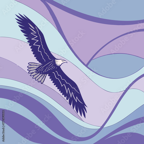 Dense jungle with hidden waterfall and exotic plants vector illustration