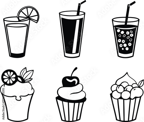 set of vector icons of drink