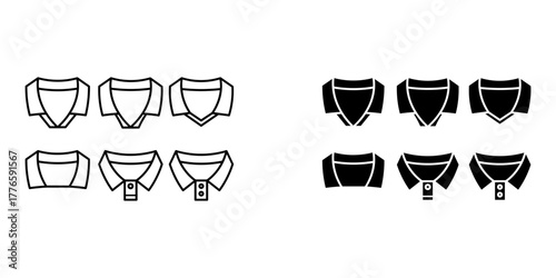 shirt collar icon set vector illustration