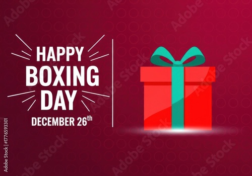 Happy boxing day with a gift box and festive background