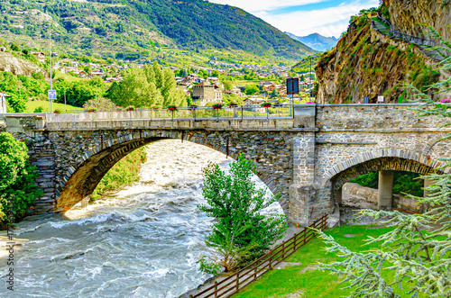 bridge over the river in the mountains