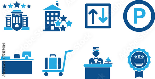 Hotel filled icon for accommodation service , hotel, filled, icon, accommodation, service, hospitality, industry, lodging, modern, vector
