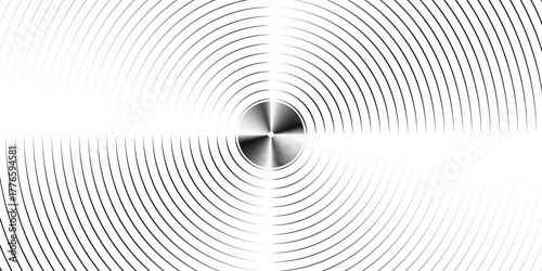 Spiral with black speed lines as dynamic abstract vector background or logo or icon. Artistic illustration with perspective on white background.