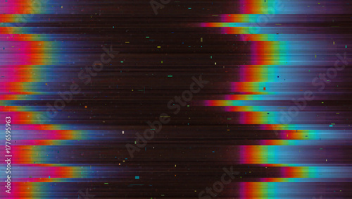 Colorful VHS Glitch Screen Effect. Abstract Technology Vector Background in Retro Style