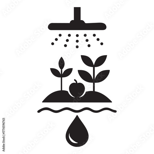 Vector icon of drip irrigation system for plants