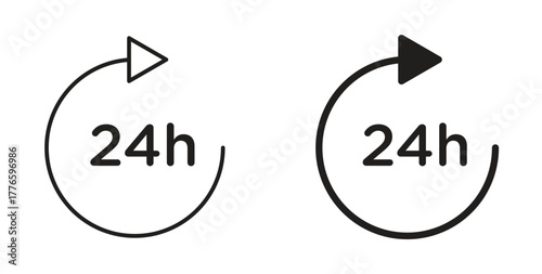 24 Hrs icons set isolated on white background flat vector illustration.