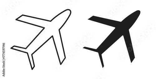 Airplane icons set isolated on white background flat vector illustration.