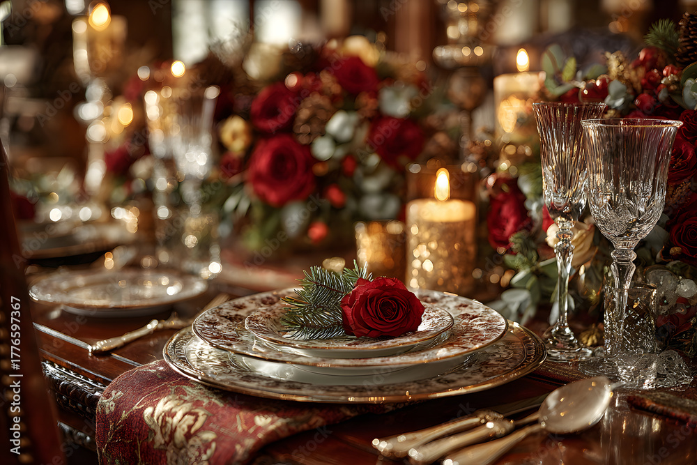 Naklejka premium Beautiful festive table setting