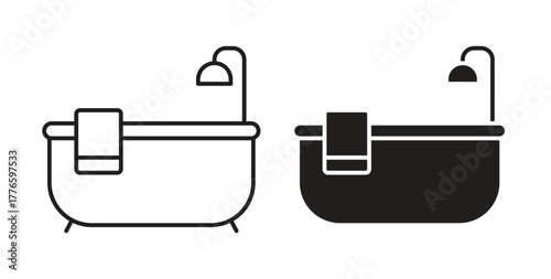 Bathroom icons set isolated on white background flat vector illustration.