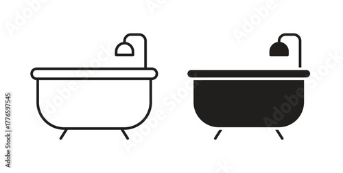 Bathroom icons set isolated on white background flat vector illustration.
